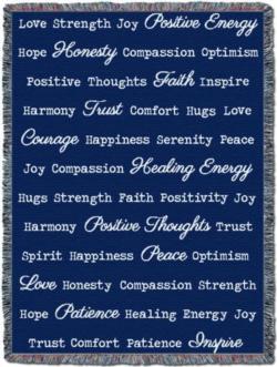 “Word Hugs” Dark Blue Tapestry Throw